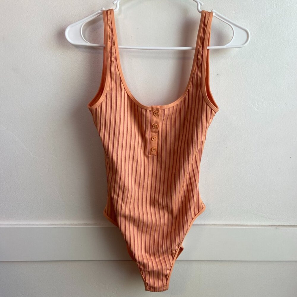 Nwot L*Space Tangy Orange Float On Ribbed One Pie… - image 3